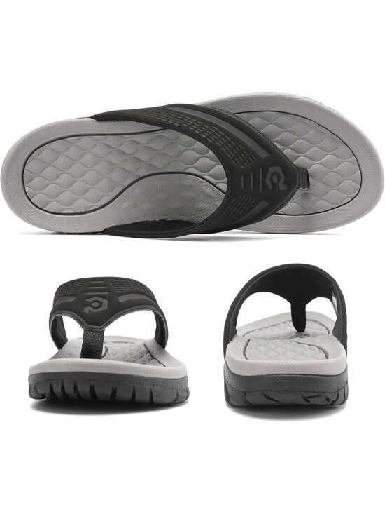 Men\'s Black&Grey Flip-flops Thongs Sandals Durable Comfort Slippers For Casual